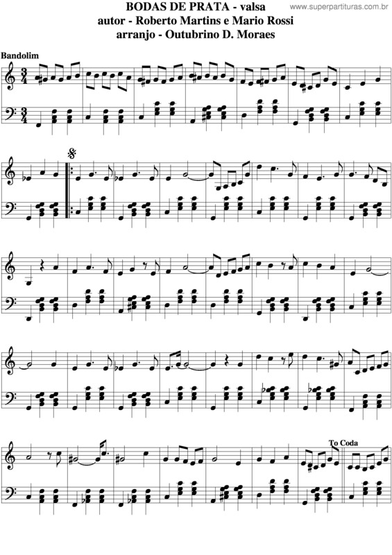 Partitura da música Bodas De Prata v.9