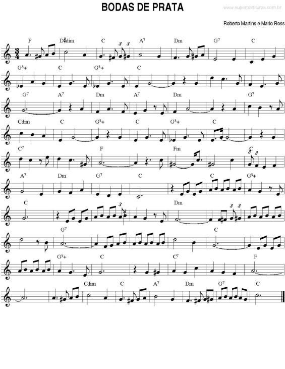 Partitura da música Bodas De Prata