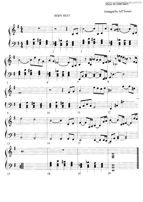 Partitura da música Body Heat