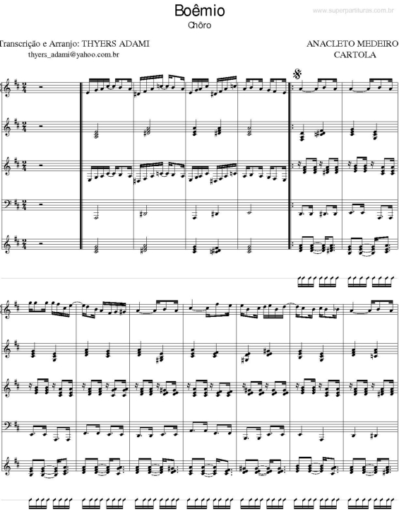 Partitura da música Boêmio ( Choro)