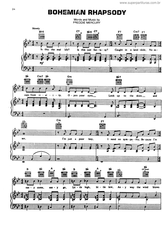 Partitura da música Bohemian Rhapsody v.6