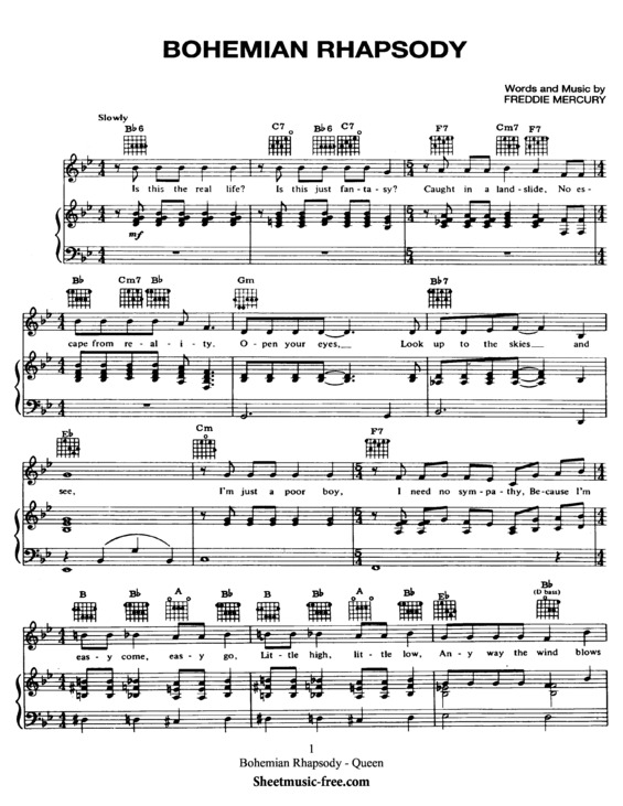 Partitura da música Bohemian Rhapsody v.7