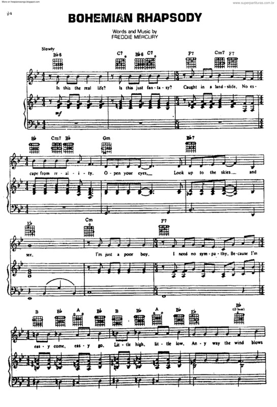 Partitura da música Bohemian Rhapsody v.8