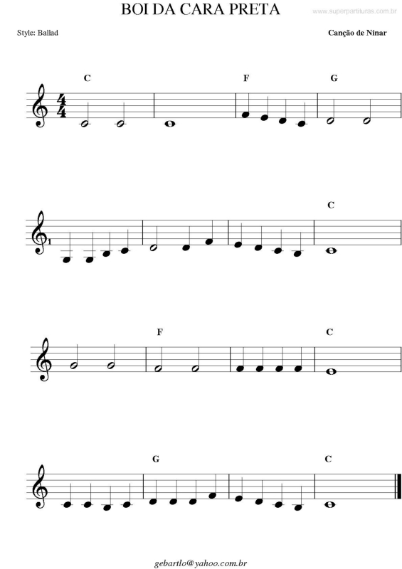 Partitura da música Boi Da Cara Preta