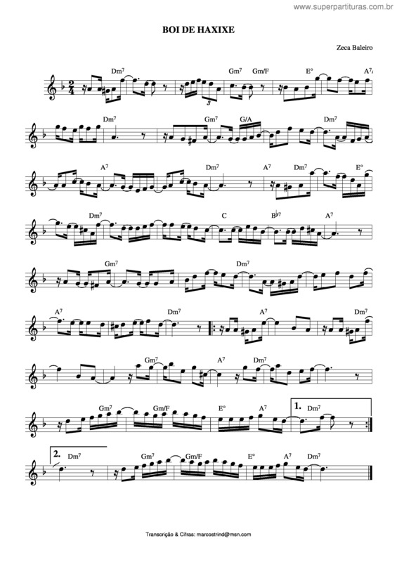 Partitura da música Boi De Haxixe v.2