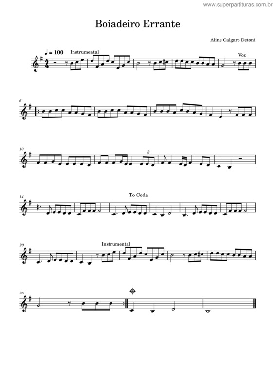 Partitura da música Boiadeiro Errante v.3