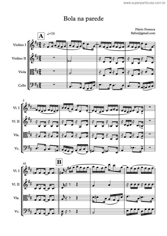 Partitura da música Bola na parede