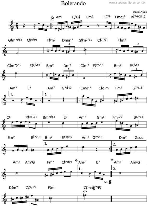 Partitura da música Bolerando