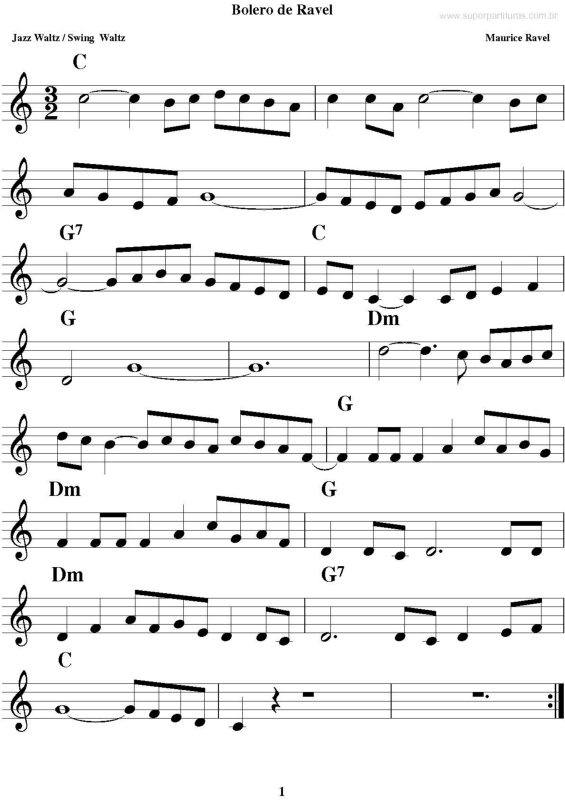 Partitura da música Bolero de Ravel v.2