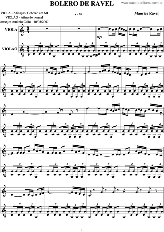 Partitura da música Bolero De Ravel v.3