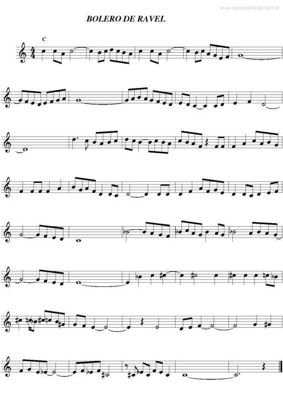 Partitura da música Bolero De Ravel