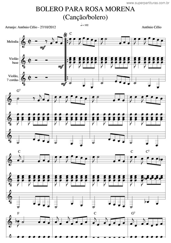 Partitura da música Bolero Para Rosa Morena v.2