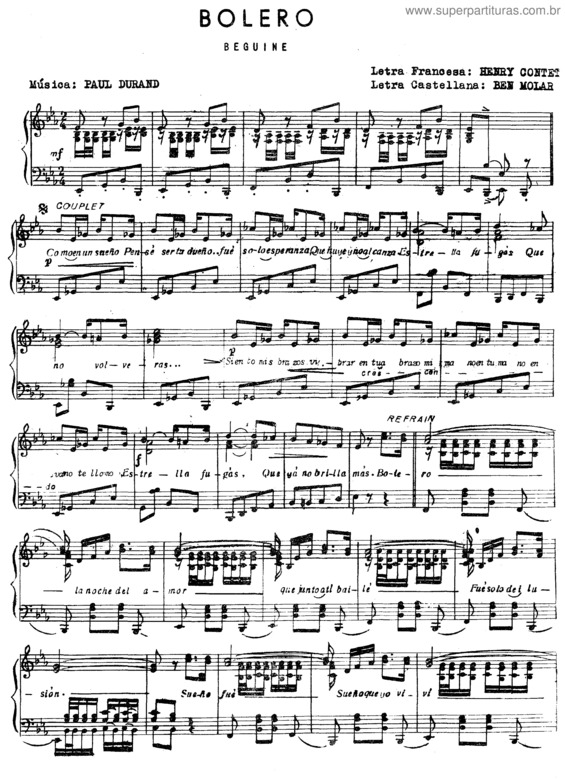 Partitura da música Bolero v.3