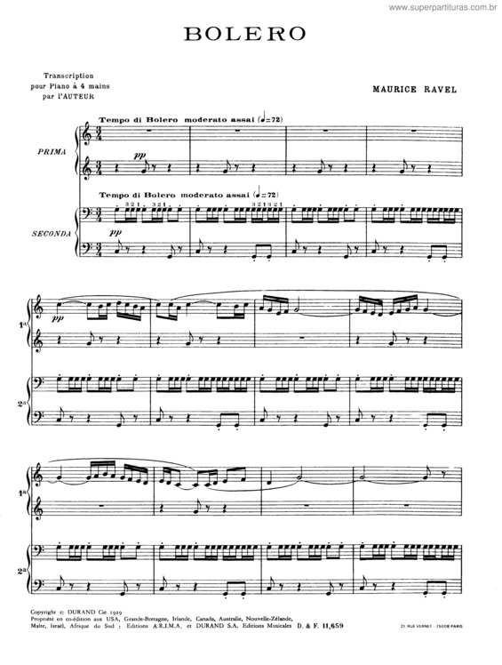 Partitura da música Boléro v.4