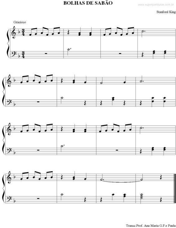 Partitura da música Bolhas de sabão