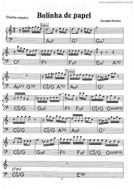 Partitura da música Bolinha De Papel v.2