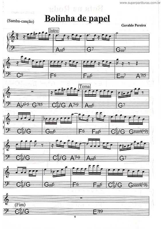 Partitura da música Bolinha De Papel v.2