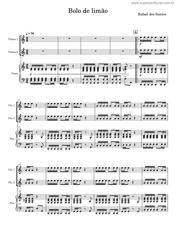 Partitura da música Bolo De Limão – Rafael Dos Santos v.2