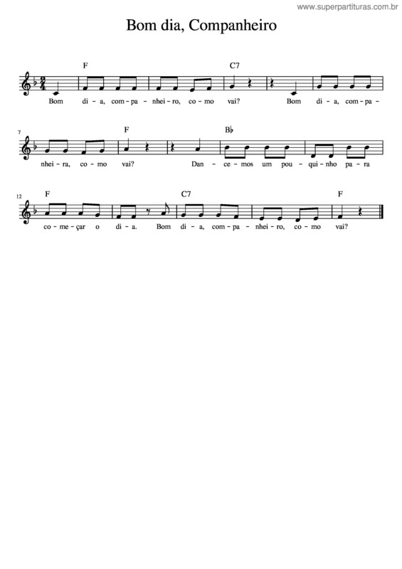 Partitura da música Bom Dia, Companheiro v.2