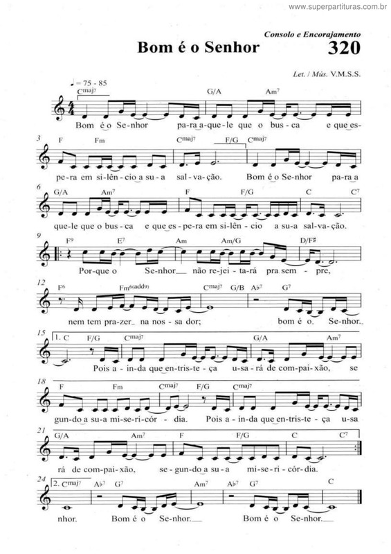 Partitura da música Bom É O Senhor