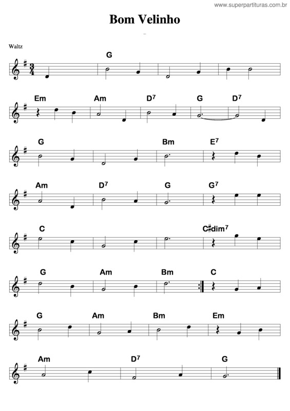 Partitura da música Bom Velhinho