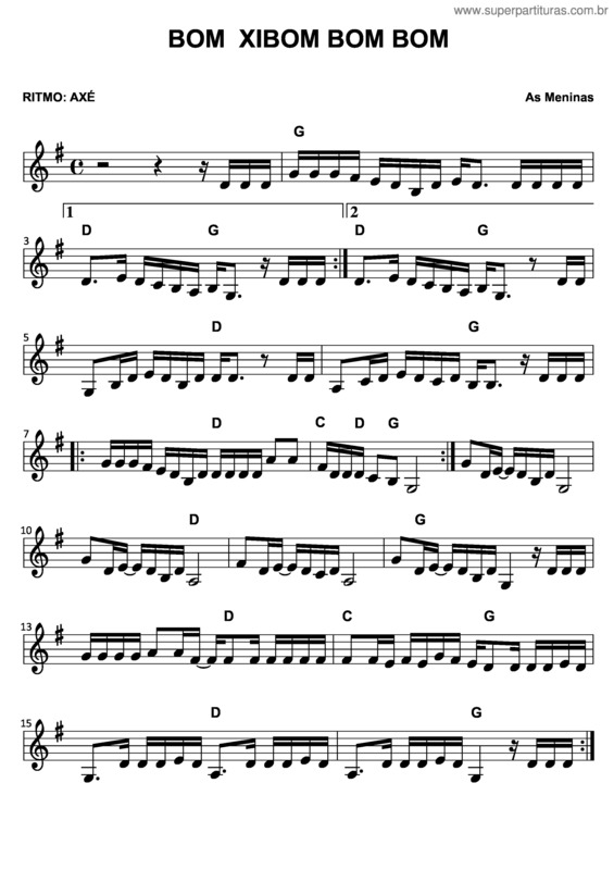 Partitura da música Bom Xibom Bom Bom v.2