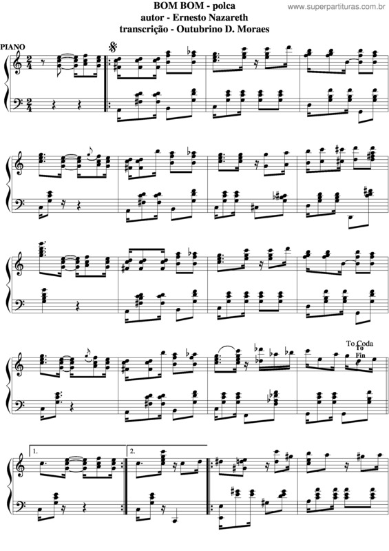 Partitura da música Bombom v.3