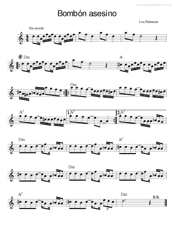 Partitura da música Bombón asesino