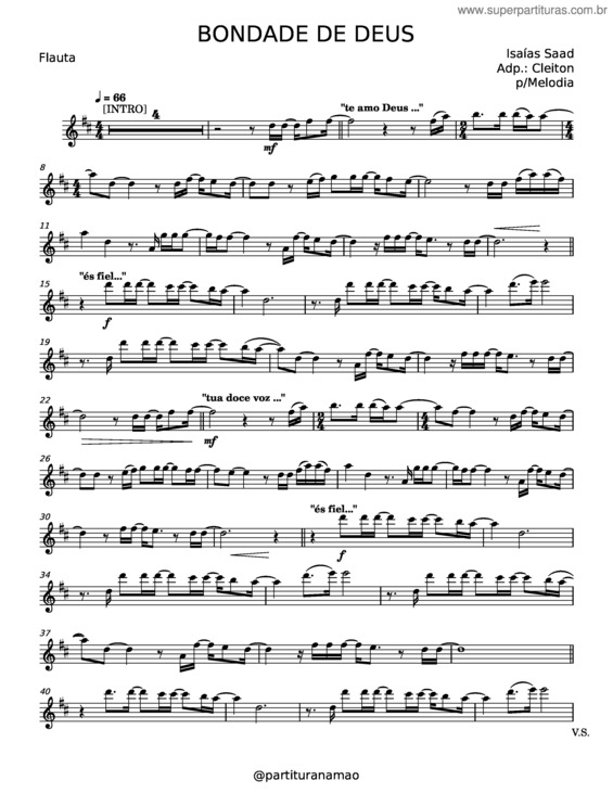 Partitura da música Bondade De Deus v.10