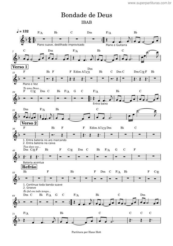 Partitura da música Bondade De Deus v.11