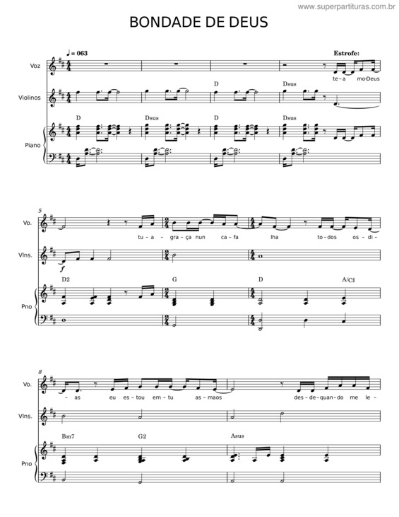 Partitura da música Bondade De Deus v.15