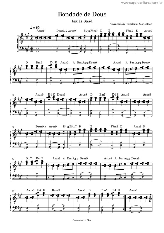 Partitura da música Bondade De Deus v.34