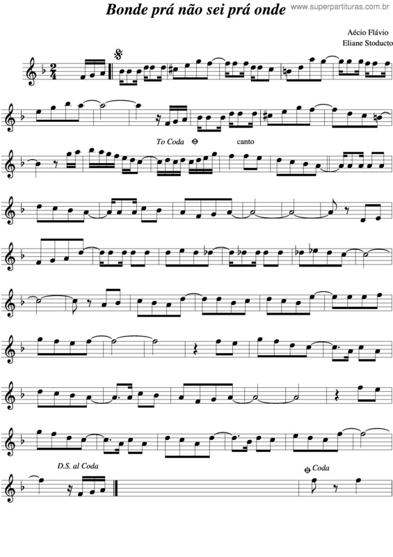 Partitura da música Bonde Prá Não Sei Prá Onde