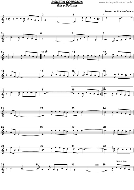 Partitura da música Boneca Cobiçada v.3