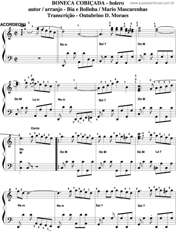 Partitura da música Boneca Cobiçada v.5