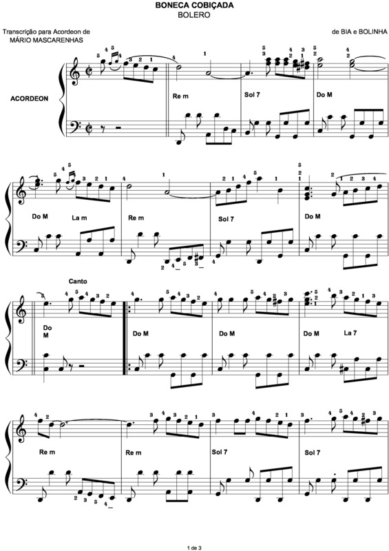 Partitura da música Boneca Cobiçada v.8