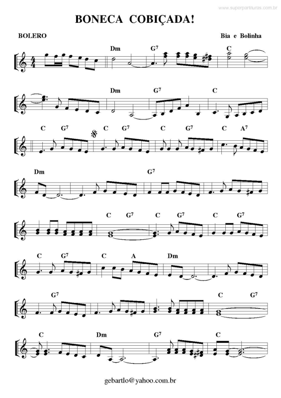 Partitura da música Boneca Cobiçada