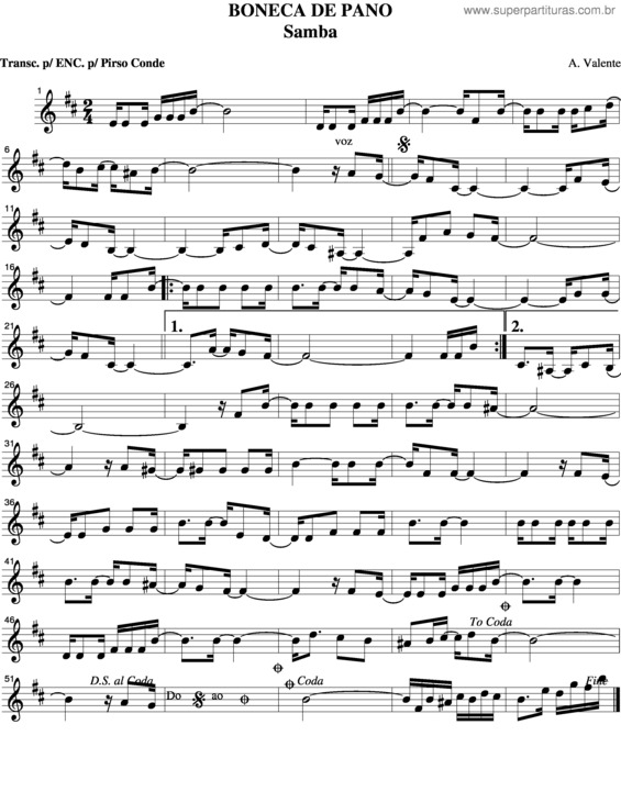 Partitura da música Boneca De Pano