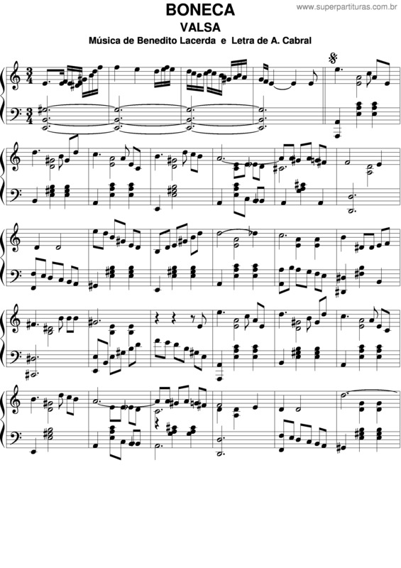 Partitura da música Boneca v.2