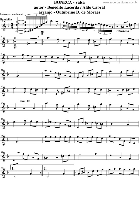 Partitura da música Boneca v.3