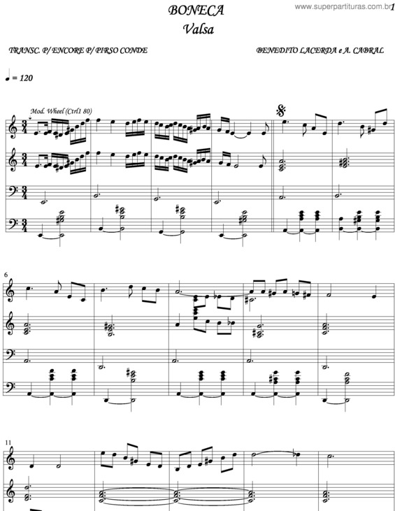 Partitura da música Boneca v.4