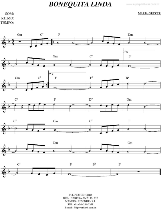 Partitura da música Bonequita Linda