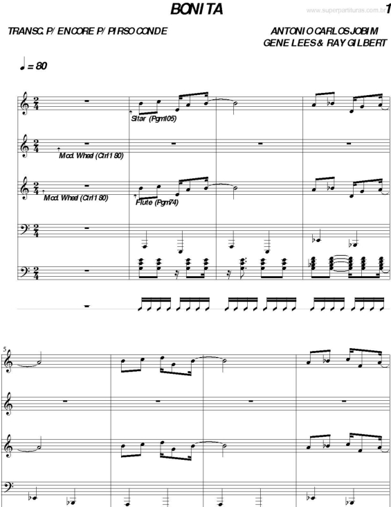 Partitura da música Bonita