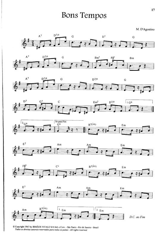 Partitura da música Bons Tempos v.2