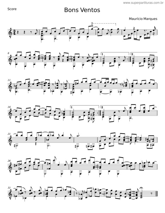 Partitura da música Bons Ventos