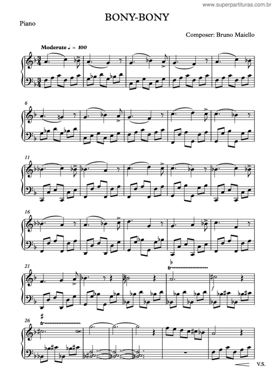 Partitura da música Bony-Bony v.2