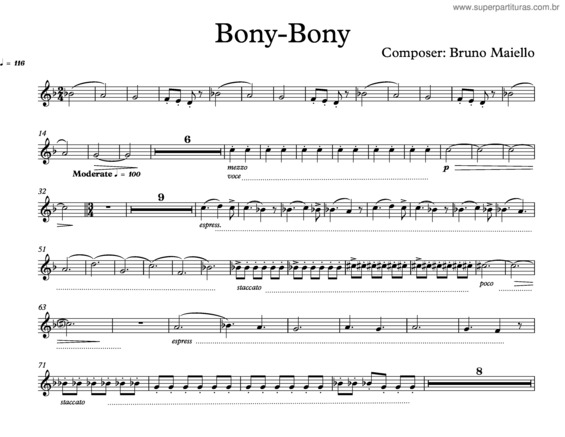 Partitura da música Bony Bony v.3