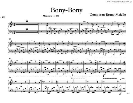 Partitura da música Bony Bony
