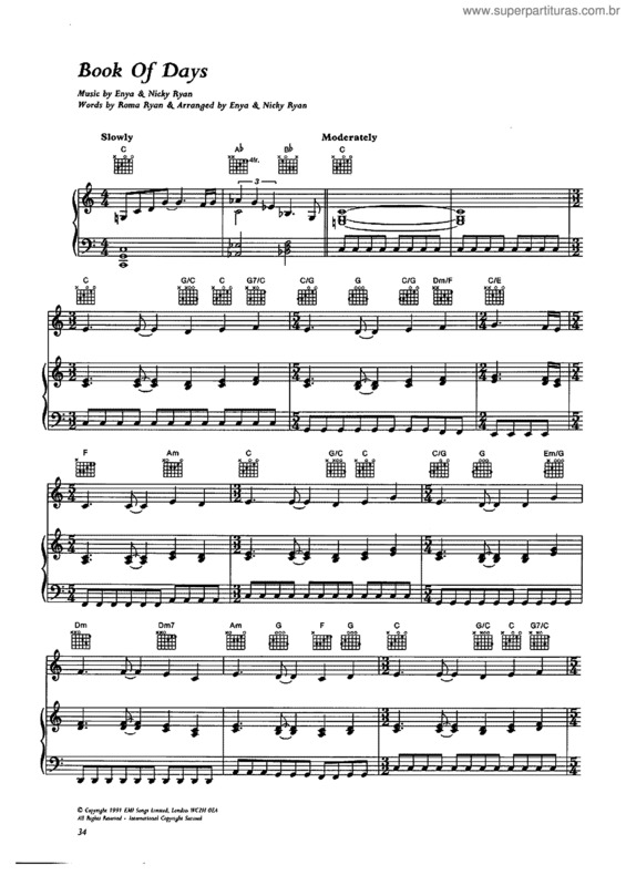 Partitura da música Book Of Days v.2