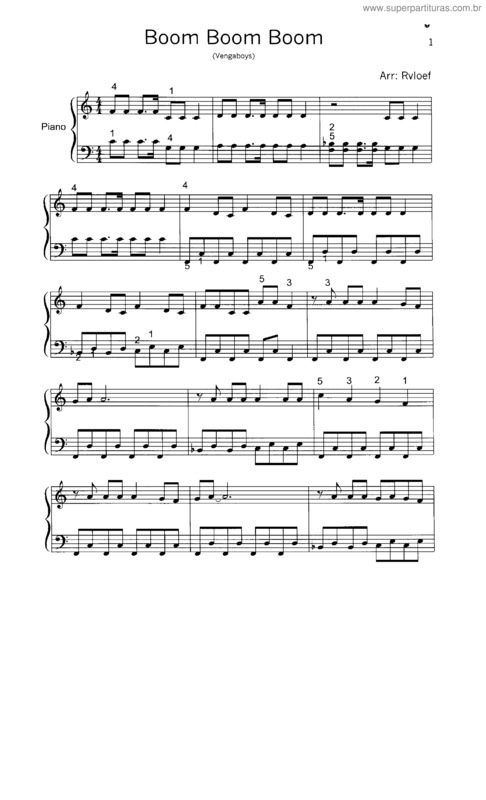 Partitura da música Boom Boom Boom v.2